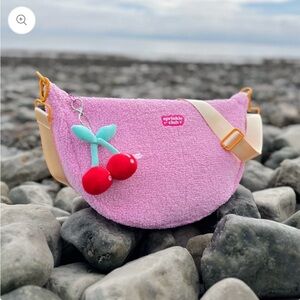 Pink Terry Crossbody bag with Cherry Charm